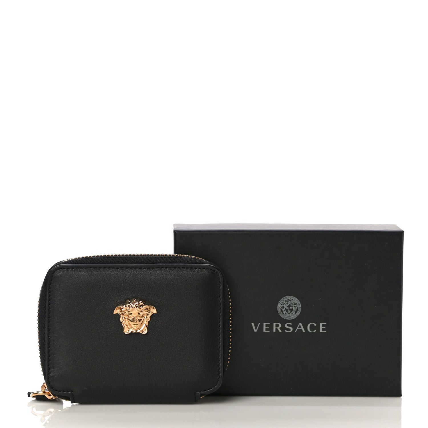 Versace Calfskin Medusa Compact Zip Around Wallet Black 10 of 10