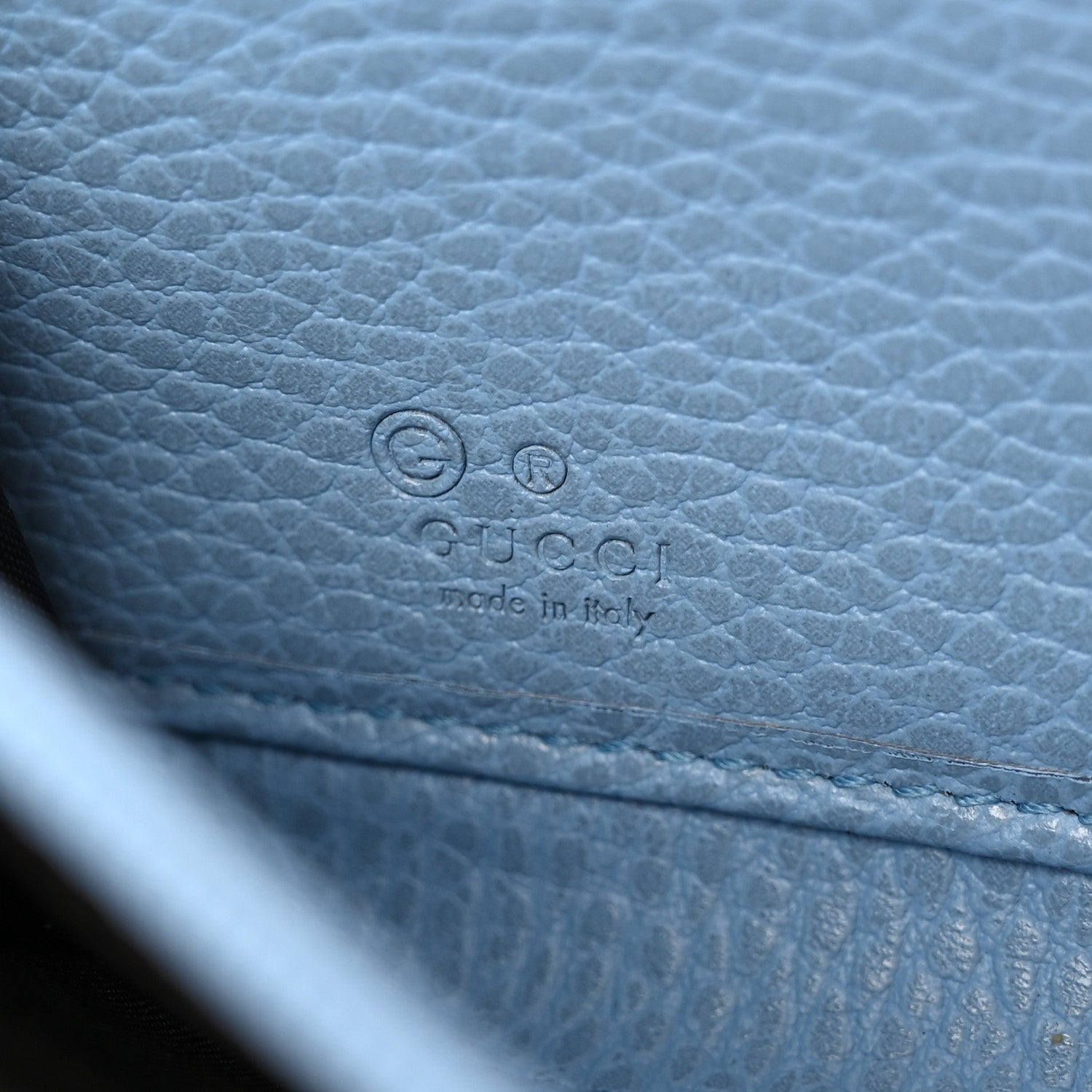Gucci Monogram Dollar Calfskin Zip Around Wallet Beige Ebony Mineral Blue 6 of 7