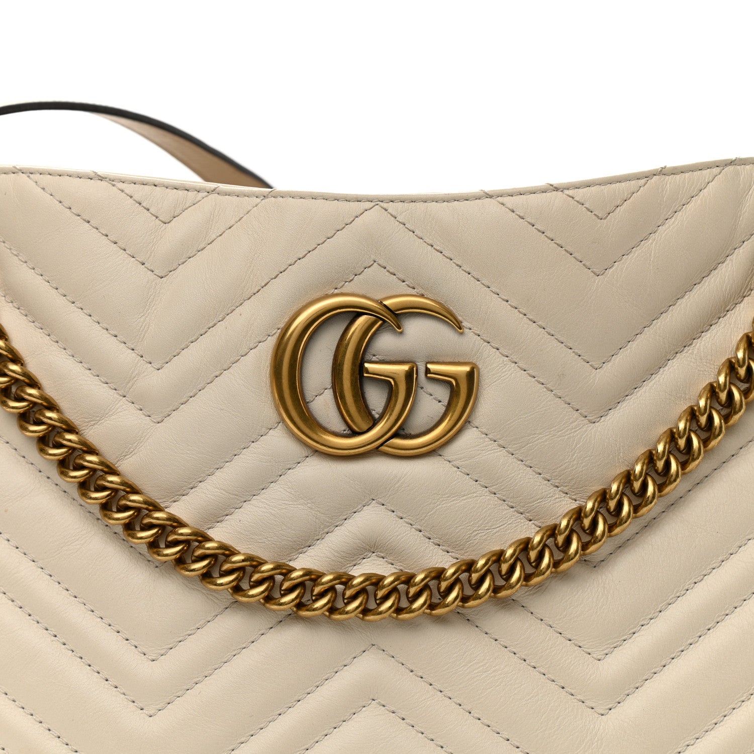 Gucci Calfskin Matelasse Medium GG Marmont Shoulder Tote Bag White 8 of 10