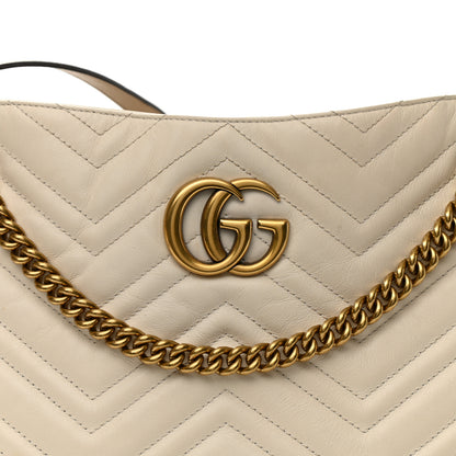 Gucci Calfskin Matelasse Medium GG Marmont Shoulder Tote Bag White 8 of 10