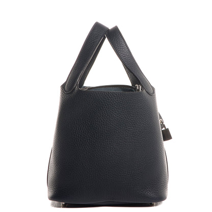 Hermes Taurillon Clemence Picotin Lock PM Bleu Ocean 1 of 12