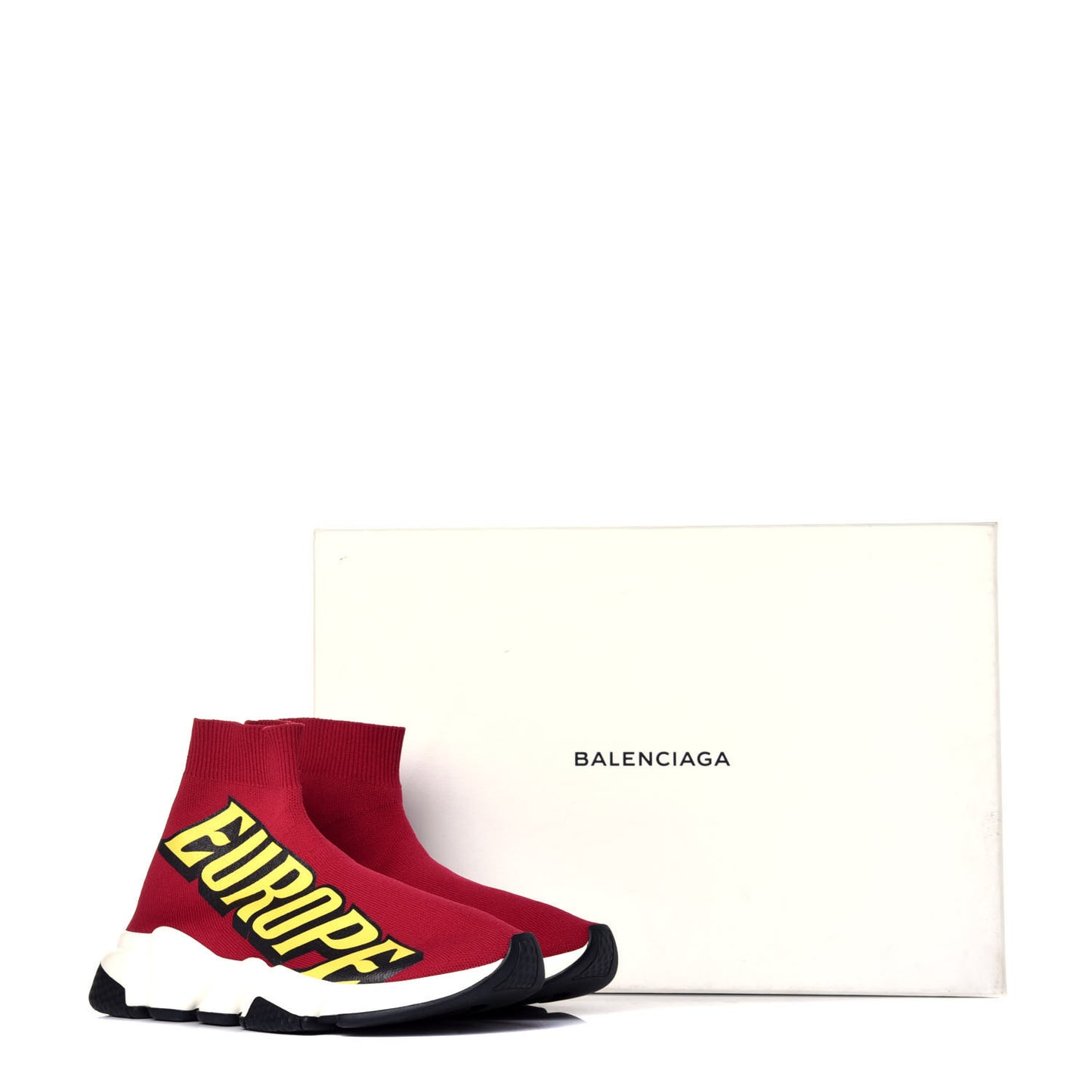Neoprene Knit Europe Print Womens Speed Sneakers 36 Red Yellow Black
