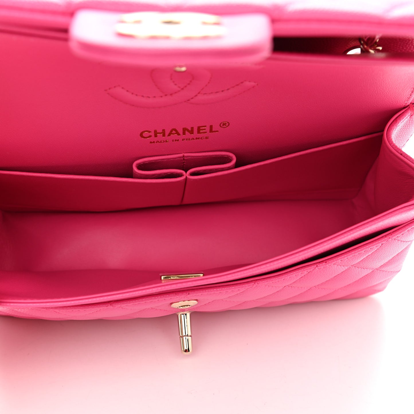 Caviar Quilted Small Double Flap Dark Pink