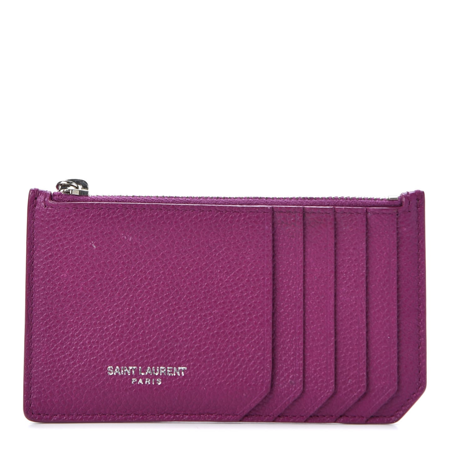 Grained Calfskin 5 Fragments Zip Pouch Card Holder Pivoine