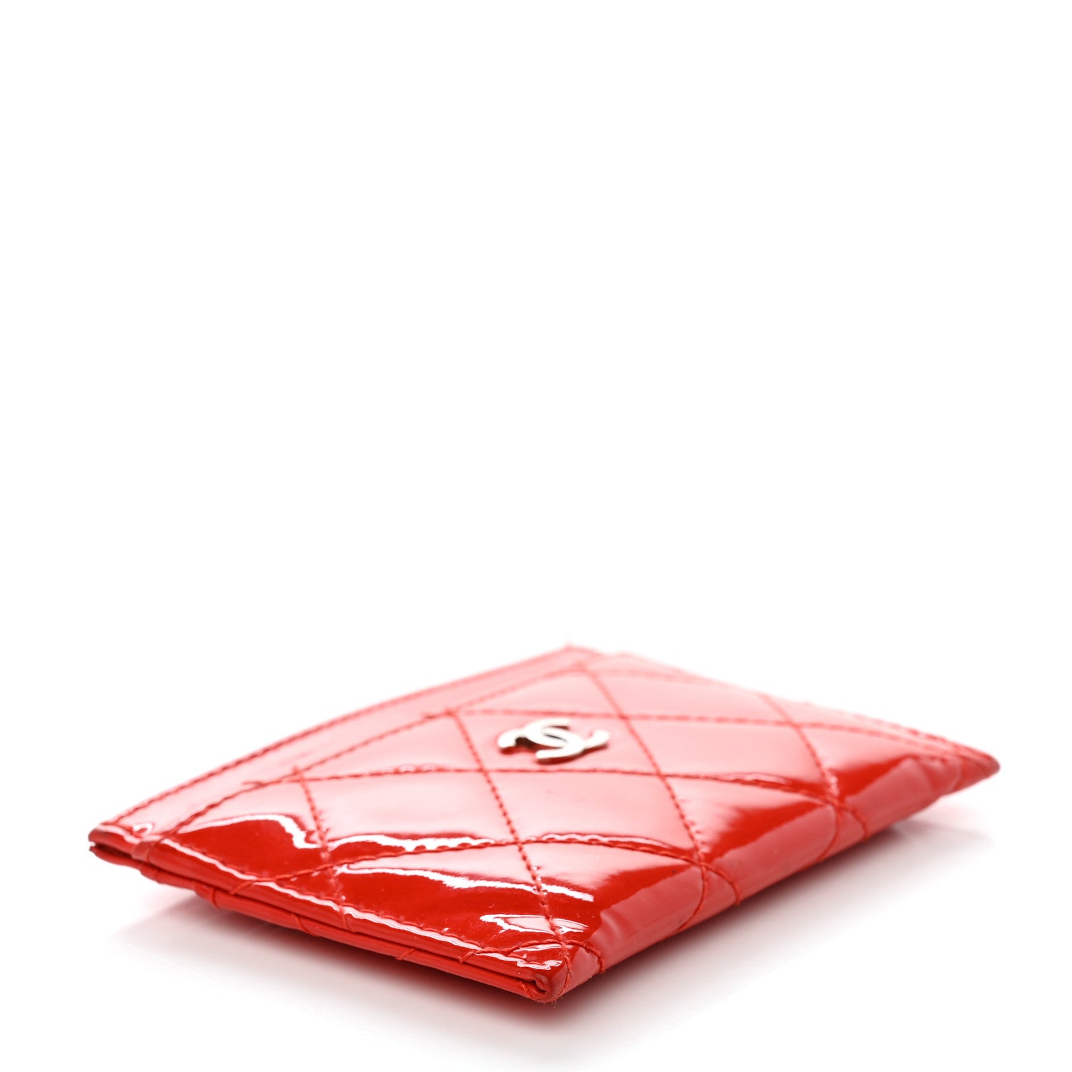 Chanel Patent Quilted Card Holder Red 4 of 10