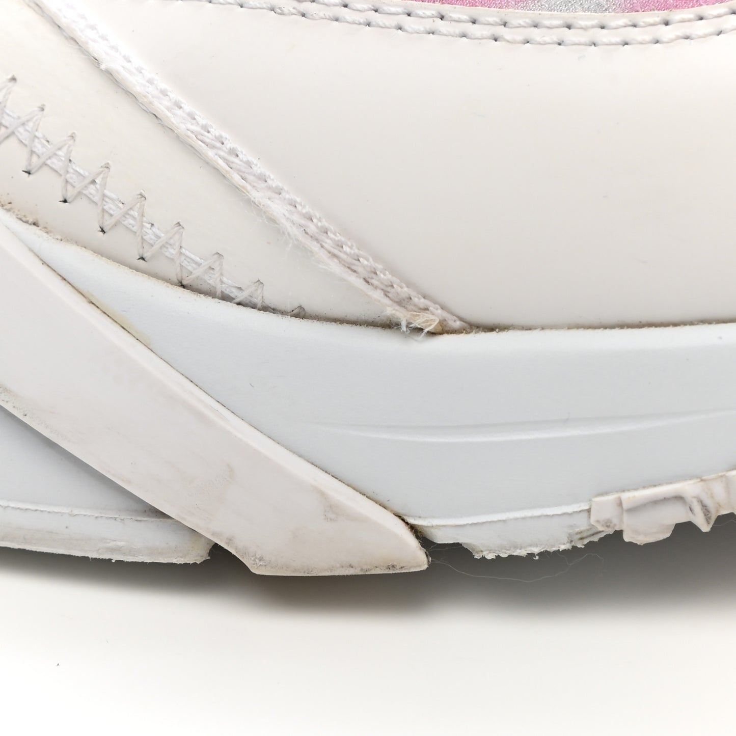 X SARAH COLEMAN Nylon Suede Lycra FF Vertigo Fendi Flow Low Top Sneakers 38 Transparent Rosa White
