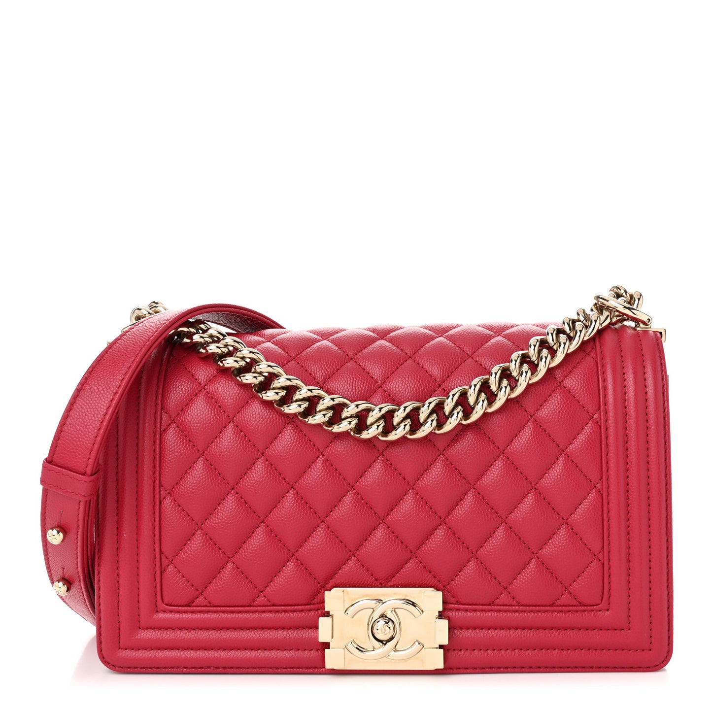 Caviar Quilted Medium Boy Flap Dark Pink