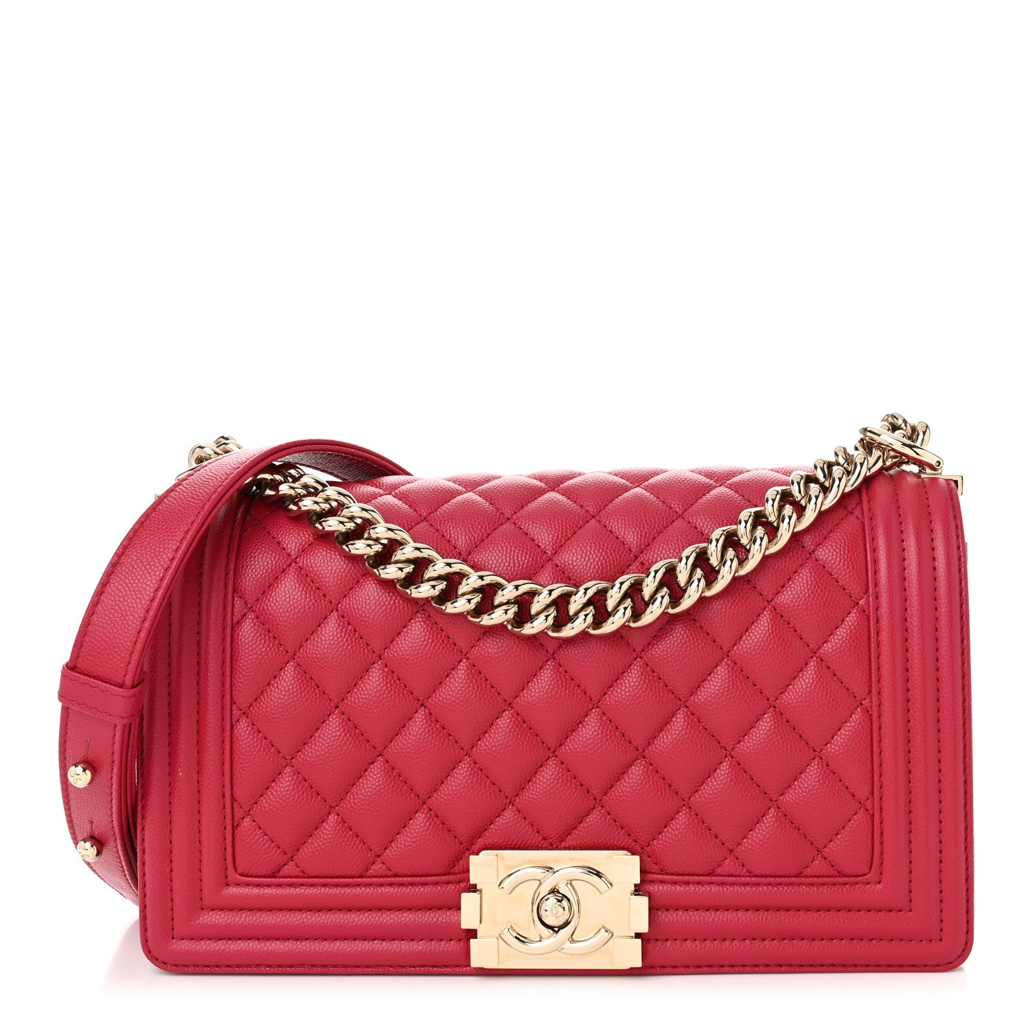 Chanel Caviar Quilted Medium Boy Flap Dark Pink 1 of 10