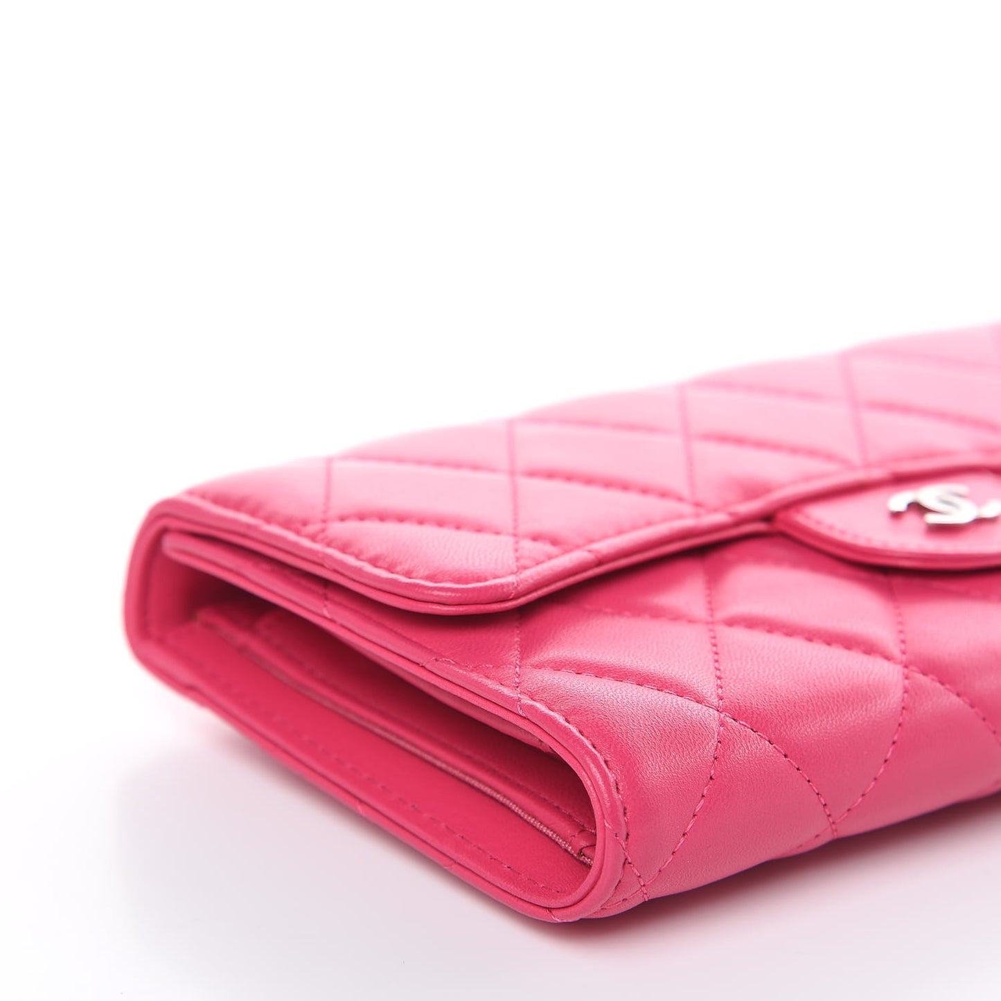 Lambskin Quilted Large Flap Wallet Pink