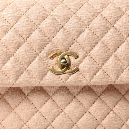 Chanel Caviar Quilted Medium Coco Handle Flap Light Beige 11 of 11
