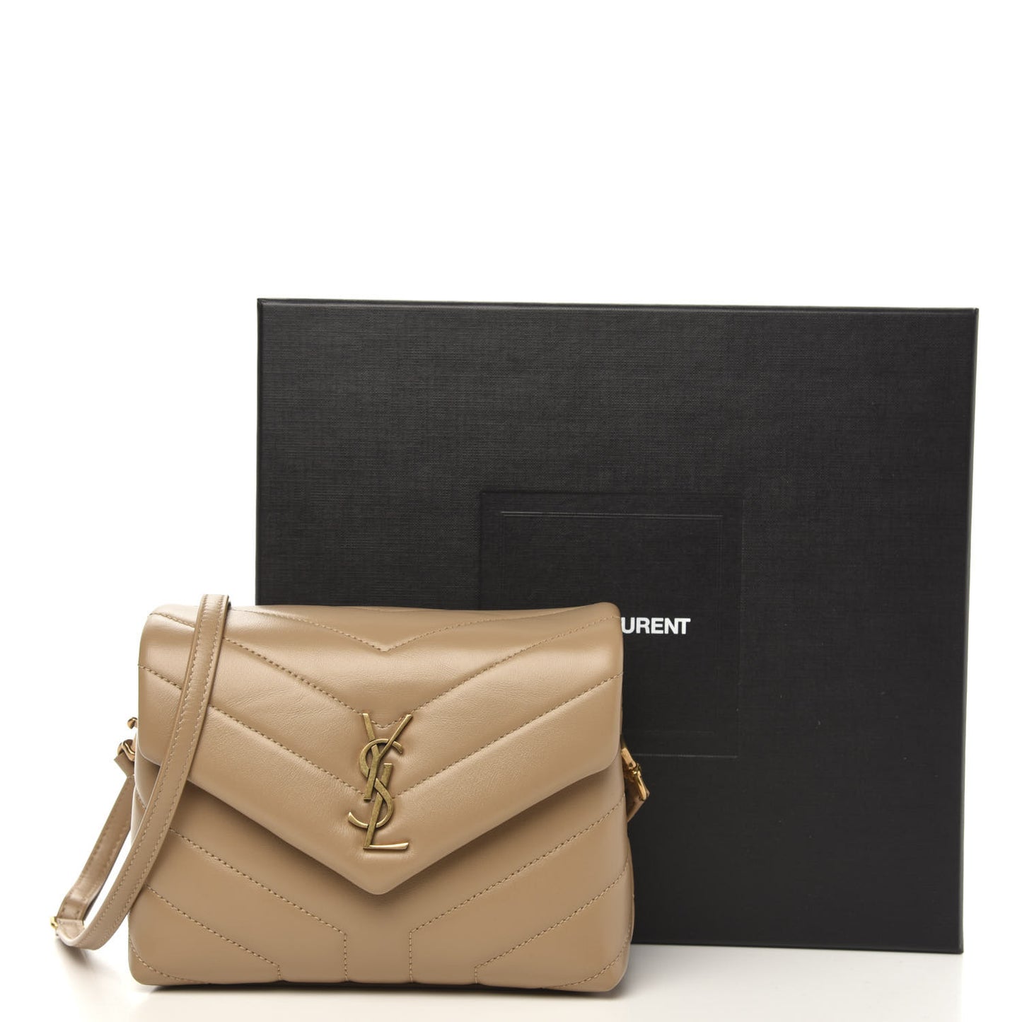 Calfskin Y Quilted Monogram Toy Loulou Crossbody Bag Dark Beige