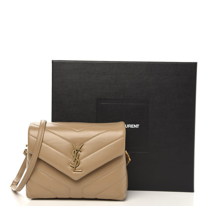Saint Laurent Calfskin Y Quilted Monogram Toy Loulou Crossbody Bag Dark Beige 11 of 11