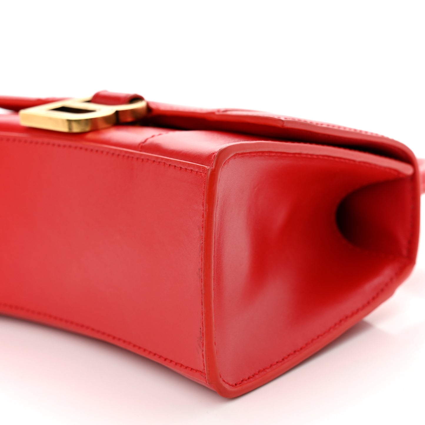 Shiny Box Calfskin Hourglass Top Handle Bag XS Bright Red