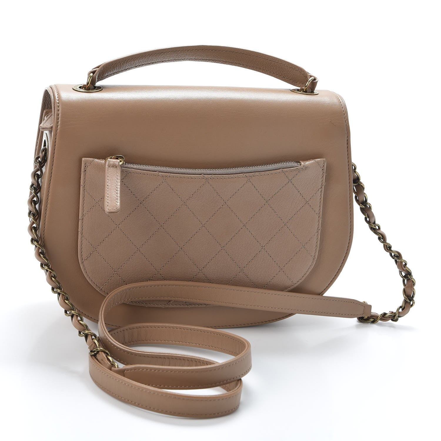 Chanel Shiny Calfskin Goatskin Quilted Medium Coco Curve Messenger Flap Beige 2 of 14