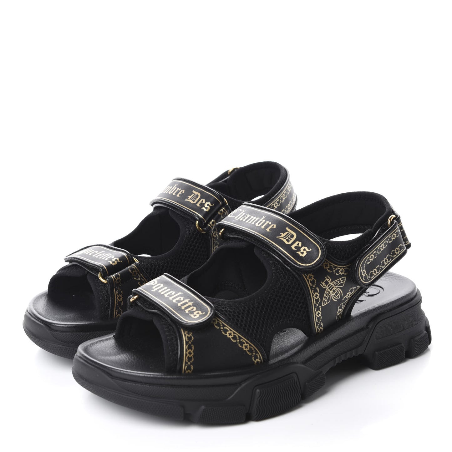 Nappa Mesh Chambre des Squelettes Mens Aguru Sandals 9 Black Gold
