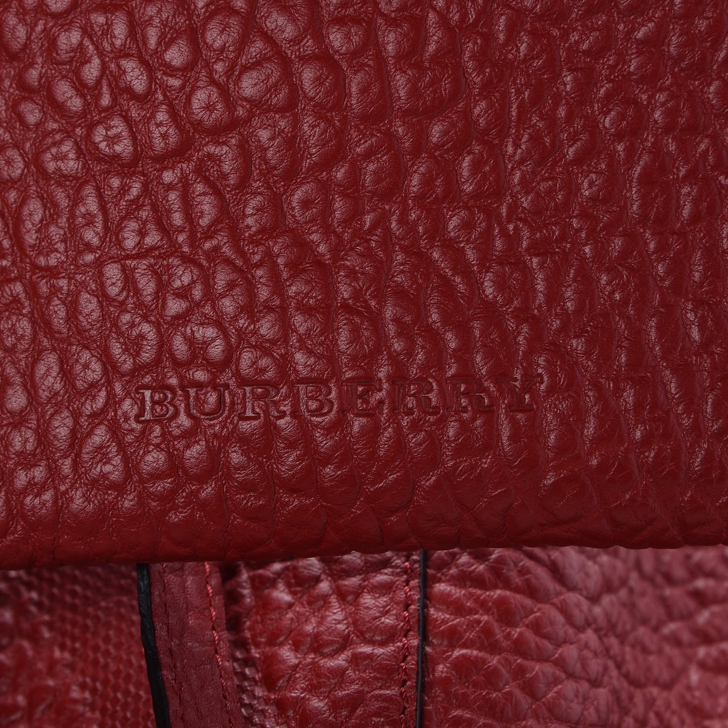 Signature Grain Calfskin Check Embossed Small Canterbury Tote Red