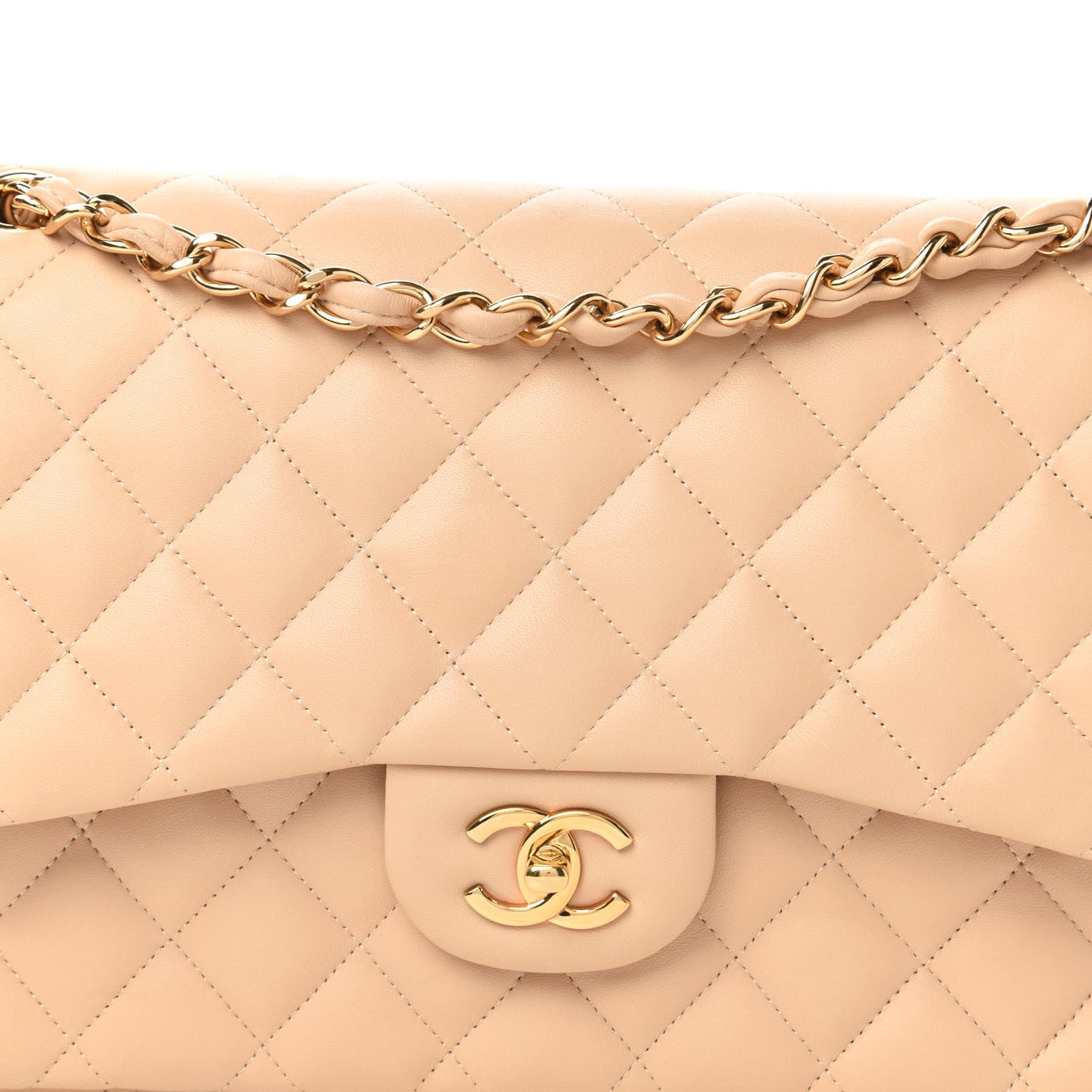 Chanel Lambskin Quilted Jumbo Double Flap Beige 10 of 13