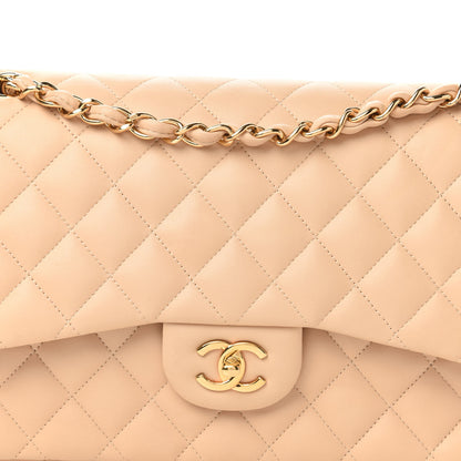 Chanel Lambskin Quilted Jumbo Double Flap Beige 10 of 13