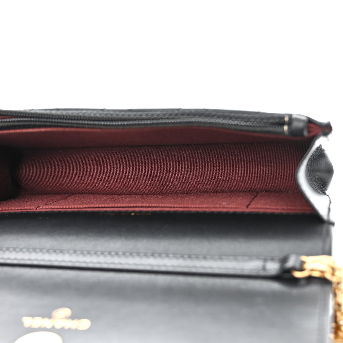 Aged Calfskin Quilted Reissue Flap Phone Holder With Chain Black