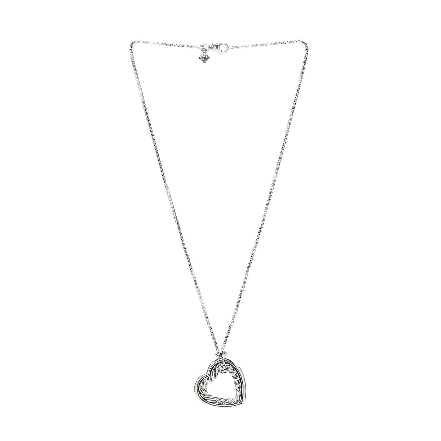 Sterling Silver 18K Yellow Gold Open Heart Cable Necklace