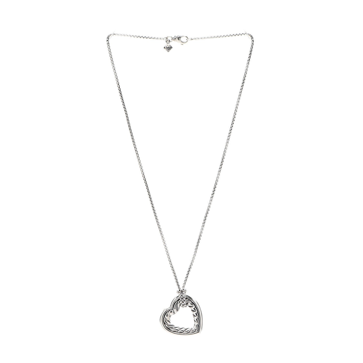 David Yurman Sterling Silver 18K Yellow Gold Open Heart Cable Necklace 2 of 6
