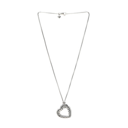 David Yurman Sterling Silver 18K Yellow Gold Open Heart Cable Necklace 2 of 6
