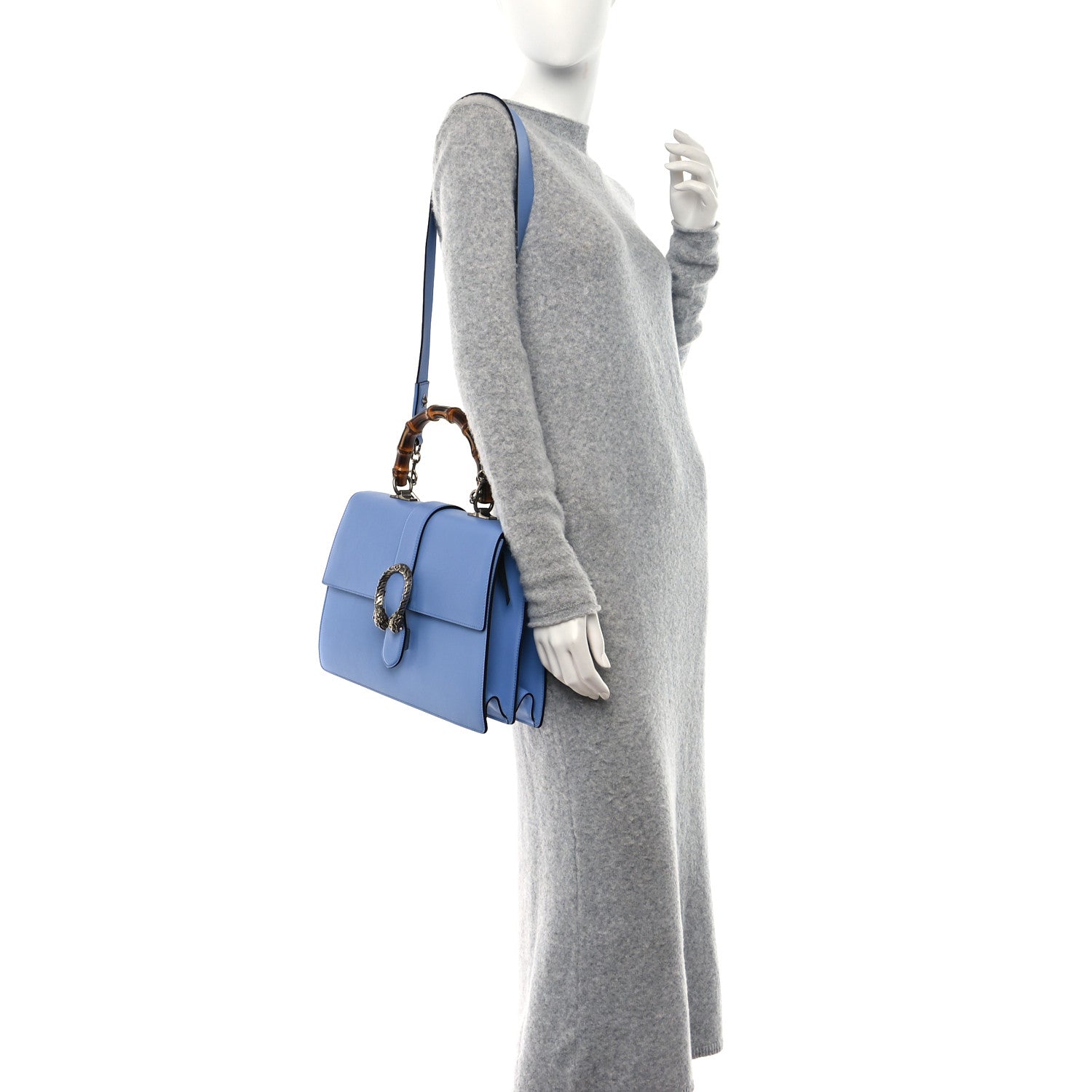 Gucci Moon Calfskin Web Large Dionysus Bamboo Top Handle Bag Clear Sky Blue 2 of 10