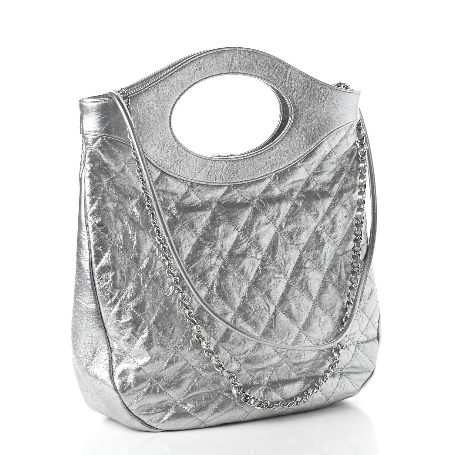 Chanel Metallic Crumpled Calfskin Small 31 Shopping Bag Silver 3 of 10