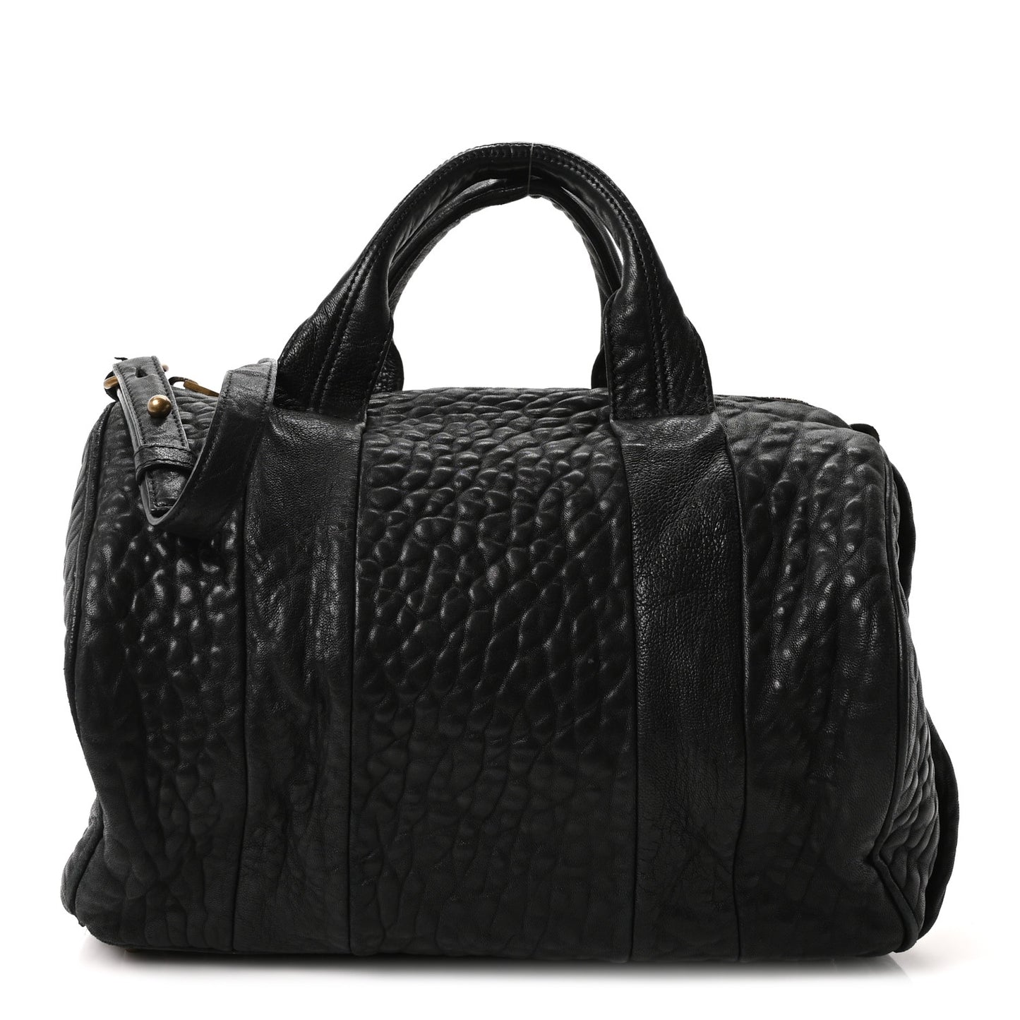 Pebbled Lambskin Rocco Black Antique Brass Hardware