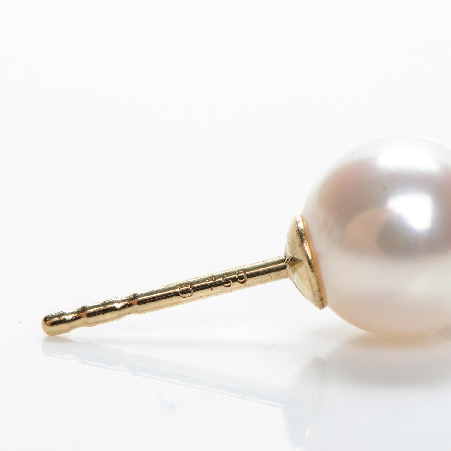 Tiffany 18K Yellow Gold 8mm Pearl Stud Earrings 4 of 6