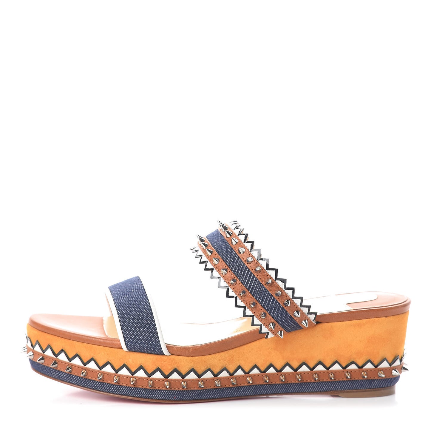 Denim Calfskin Nappa Montezuplage 60 Platform Slide Sandals 37 Multicolor