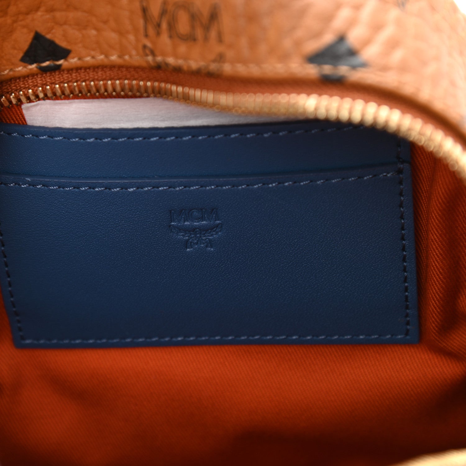 MCM Visetos X-Mini Stark Backpack Cognac Blue 6 of 9