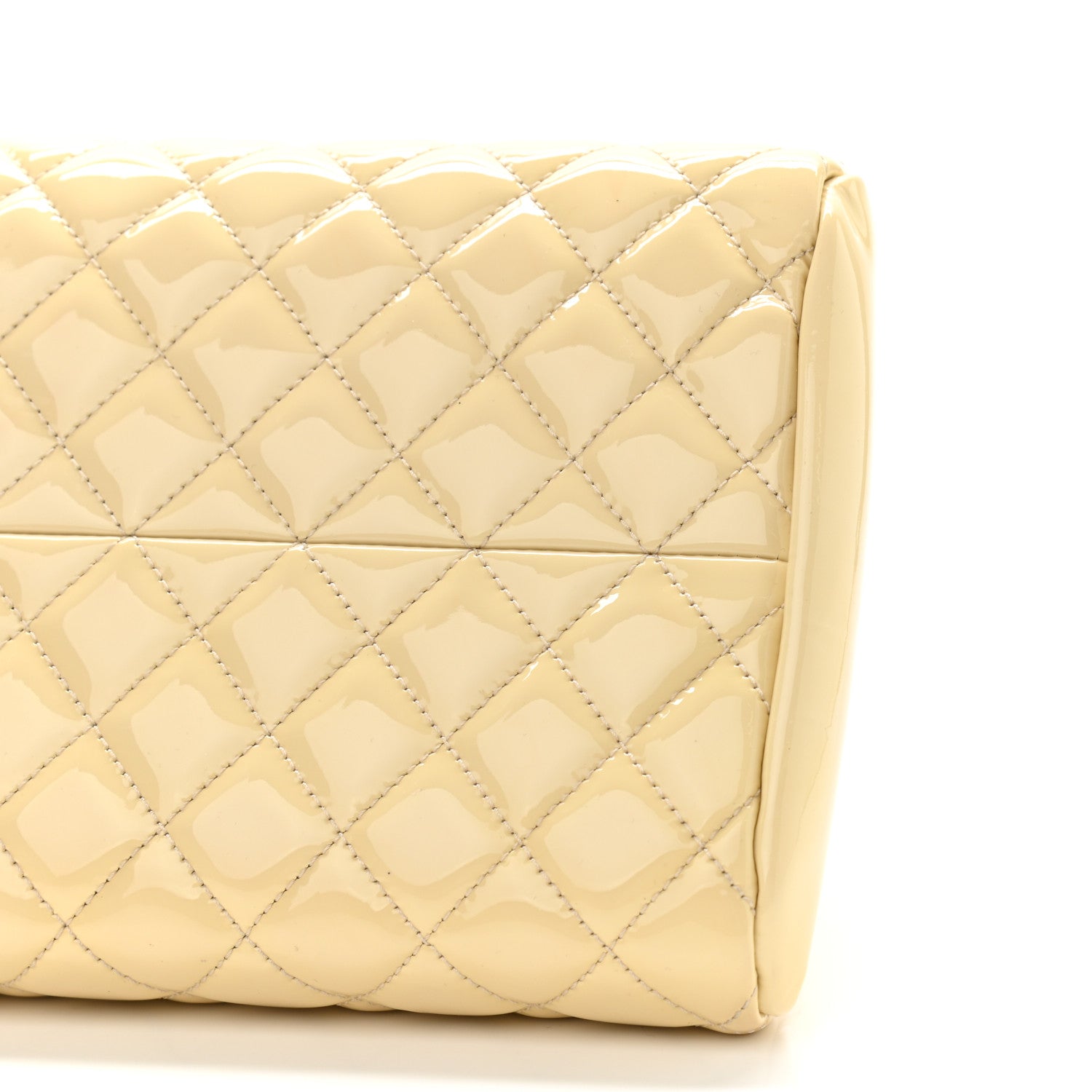 Chanel Patent Quilted Medium Just Mademoiselle Bowling Bag Beige 5 of 12
