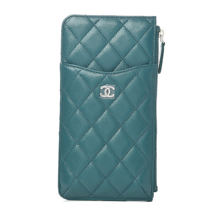 Chanel Caviar Quilted Classic Flat Wallet Pouch Dark Turquoise 1 of 8