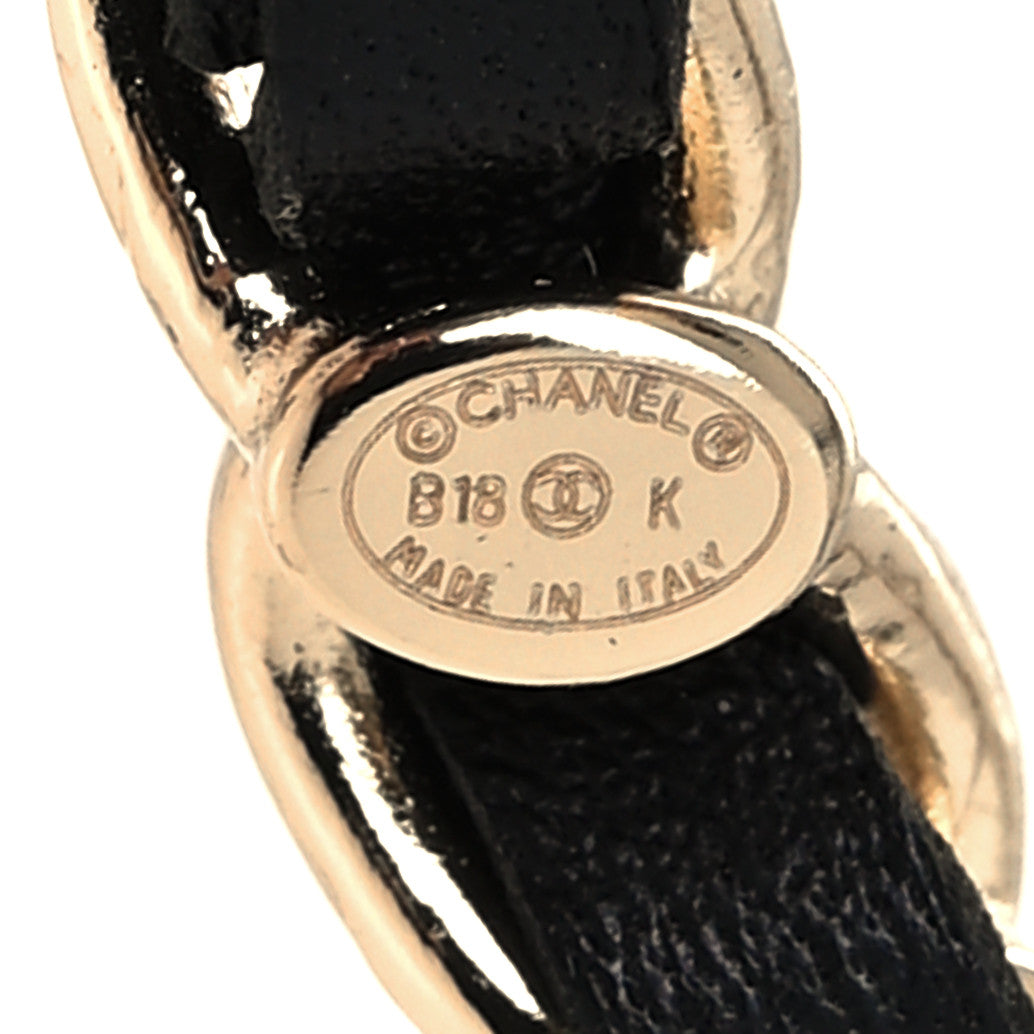 Chanel Lambskin Chain Logo Brooch Black Gold 4 of 4