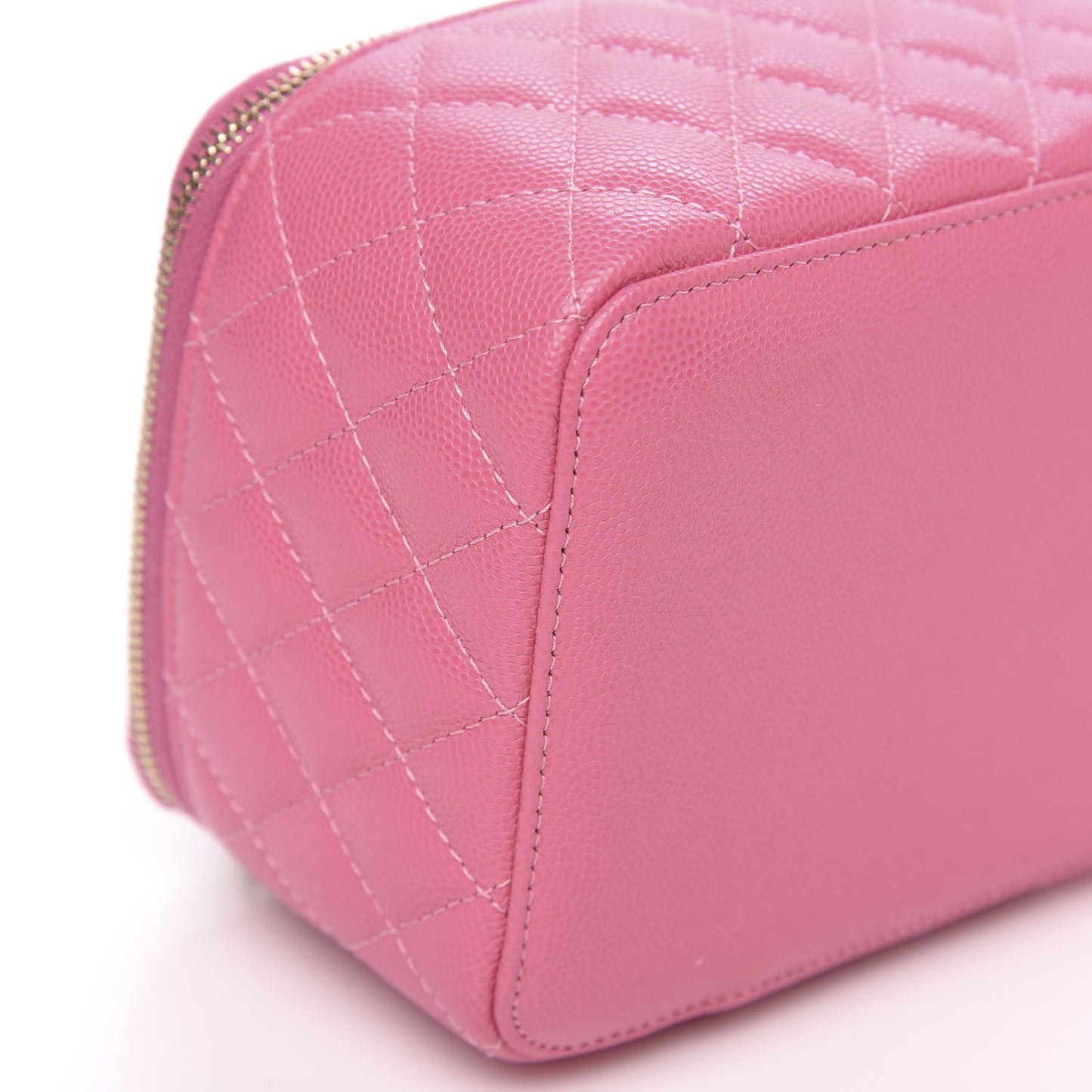 Caviar Quilted Top Handle Jewelry Case Pink