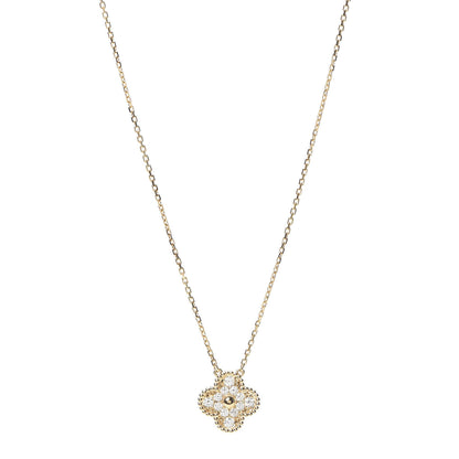 Van Cleef & Arpels 18K Yellow Gold Diamond Vintage Alhambra Pendant Necklace 1 of 8