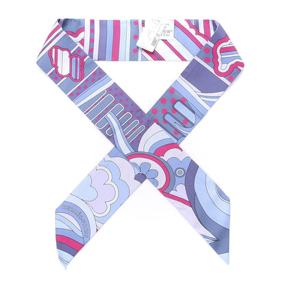 Hermes Silk Faubourg Rainbow Twilly Blue Jean Rose Vif 1 of 6