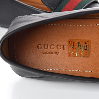 Gucci Calfskin Womens Noel Web Driver Loafers 39 Black 7 of 9