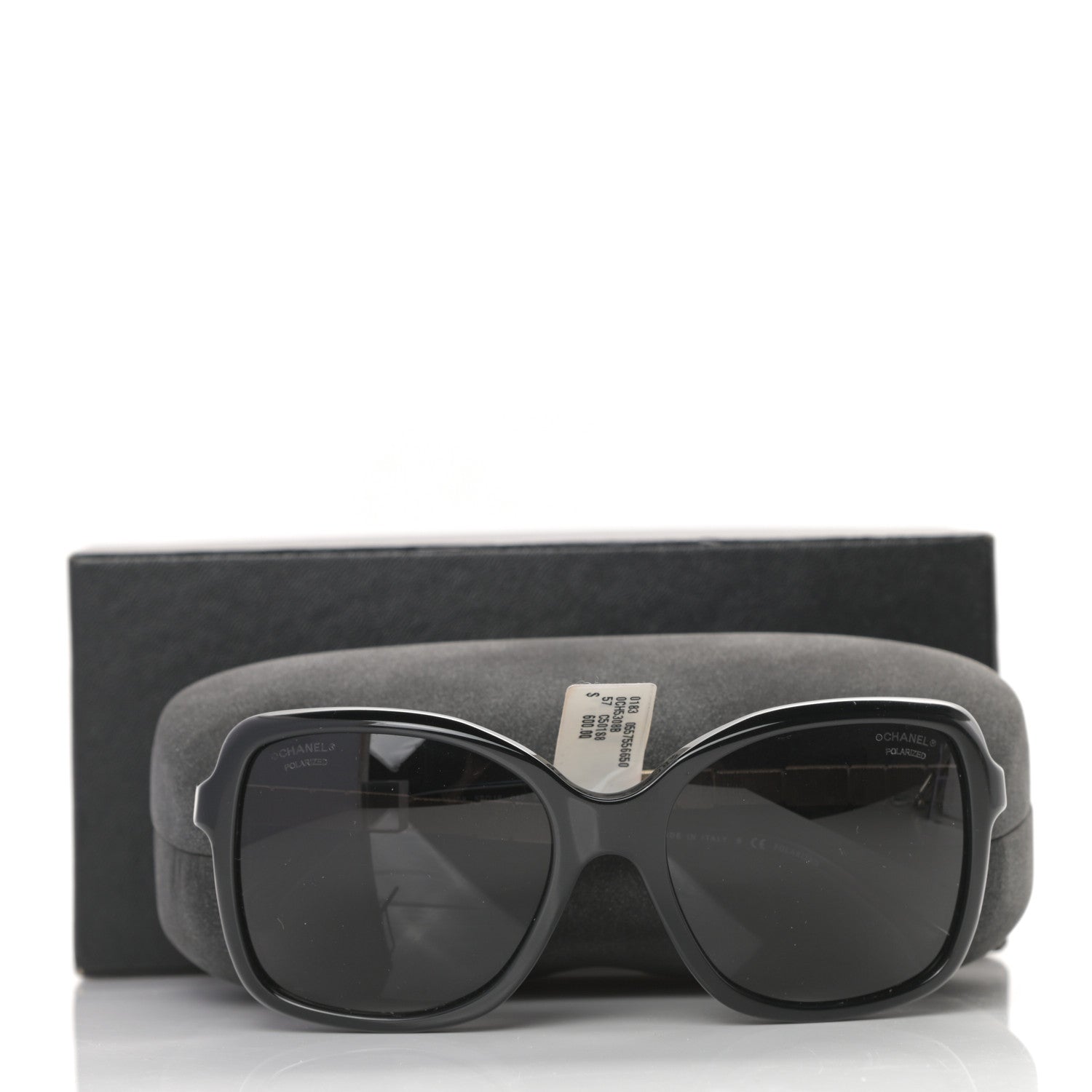 Chanel Crystal Baguette Polarized Square Sunglasses 5308-B Black 7 of 8