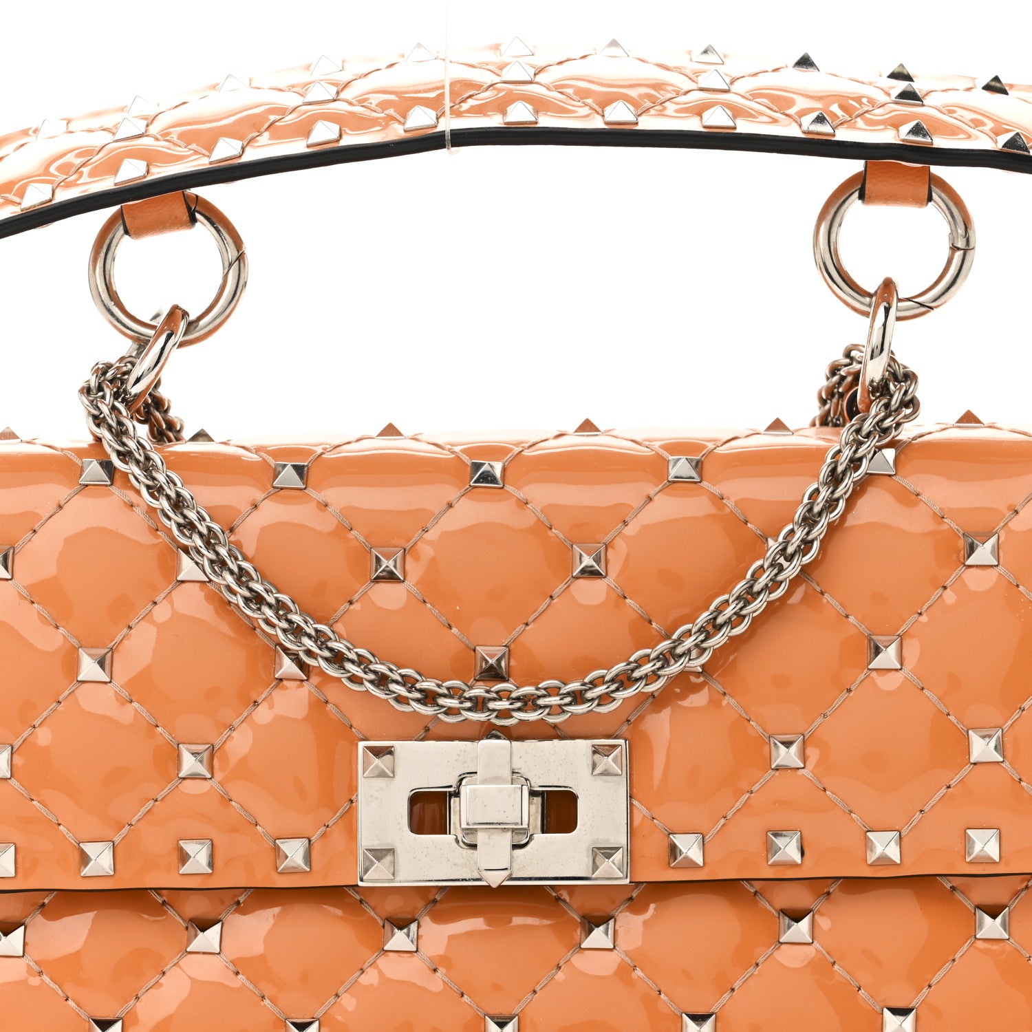 Valentino Garavani Patent Small Rockstud Spike Shoulder Bag Orange 7 of 10