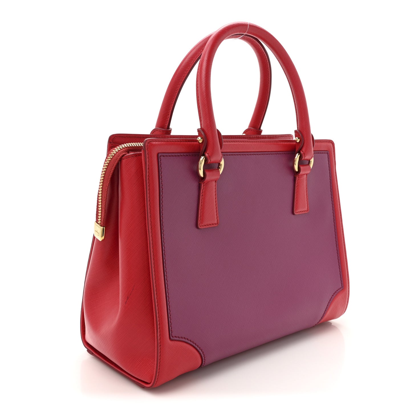 Printed Calfskin Gancini Tote Red Purple