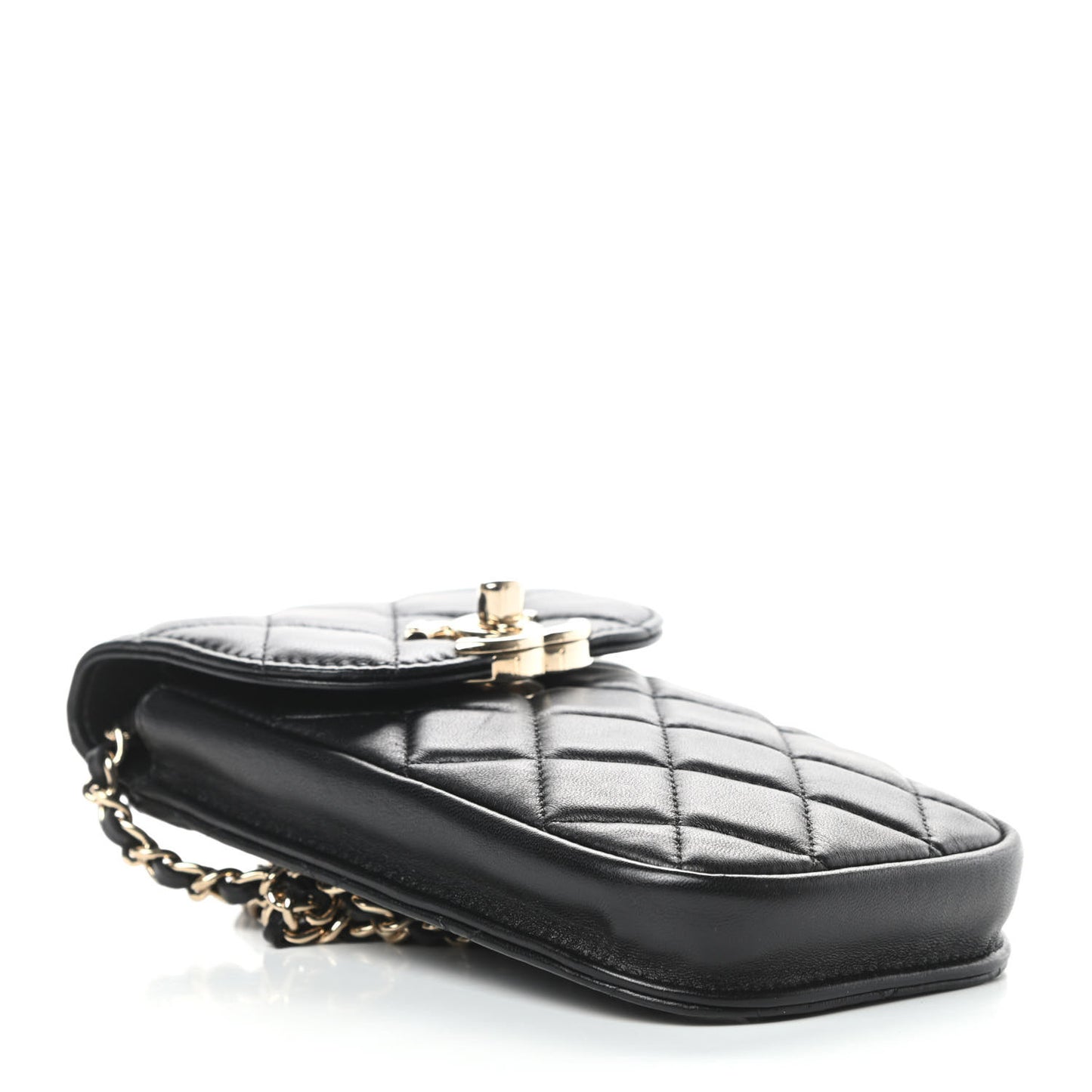 Lambskin Quilted CC Phone Holder Black