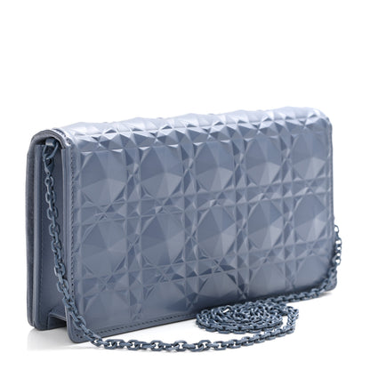 Christian Dior Calfskin Cannage Diamond Lady Dior Chain Wallet Blue 4 of 11