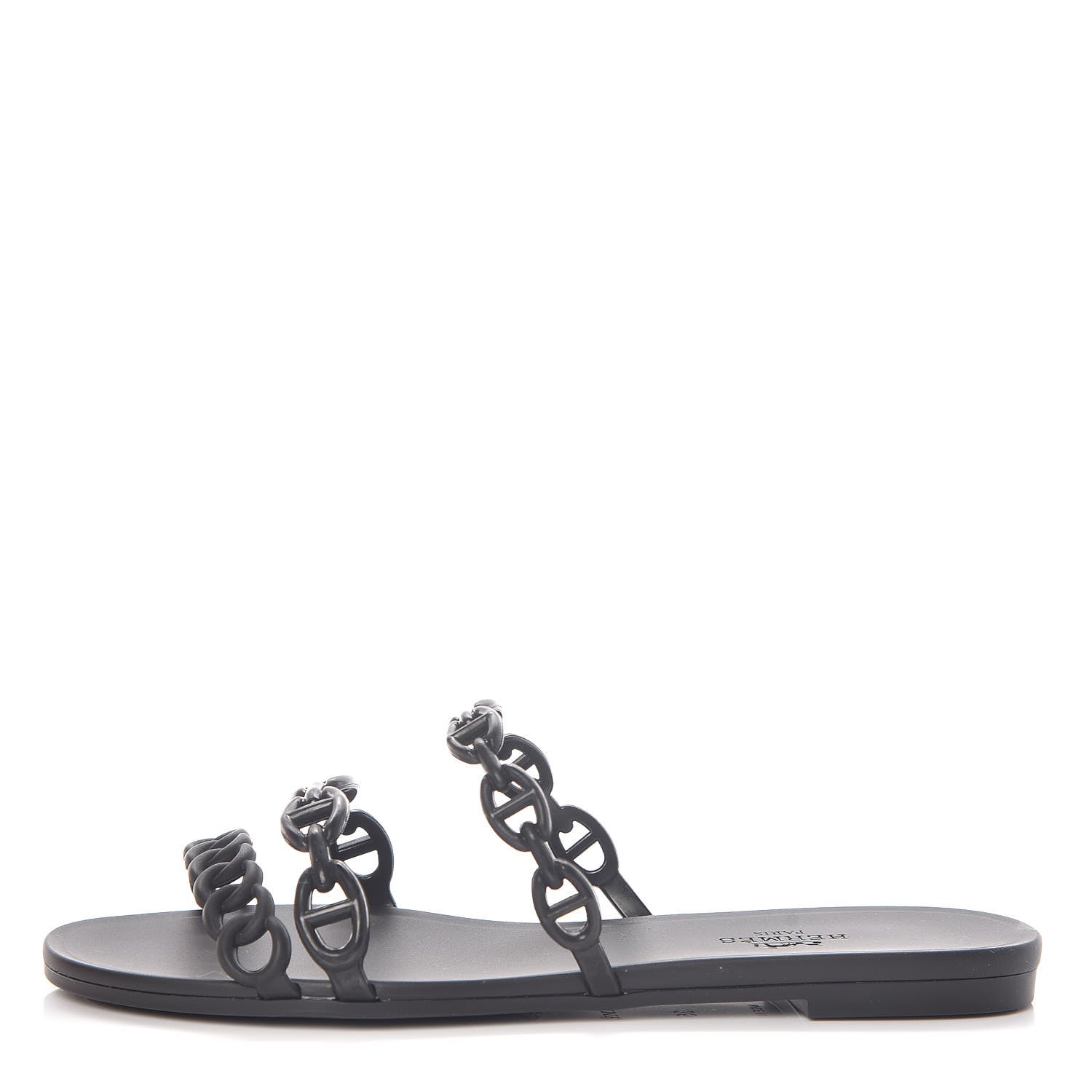 Hermes Rubber Chaine d'Ancre Rivage Sandals 35 Black 1 of 8