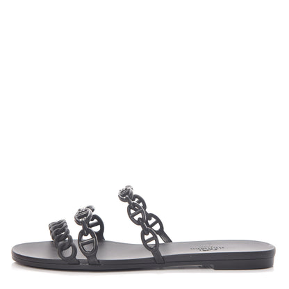 Hermes Rubber Chaine d'Ancre Rivage Sandals 35 Black 1 of 8