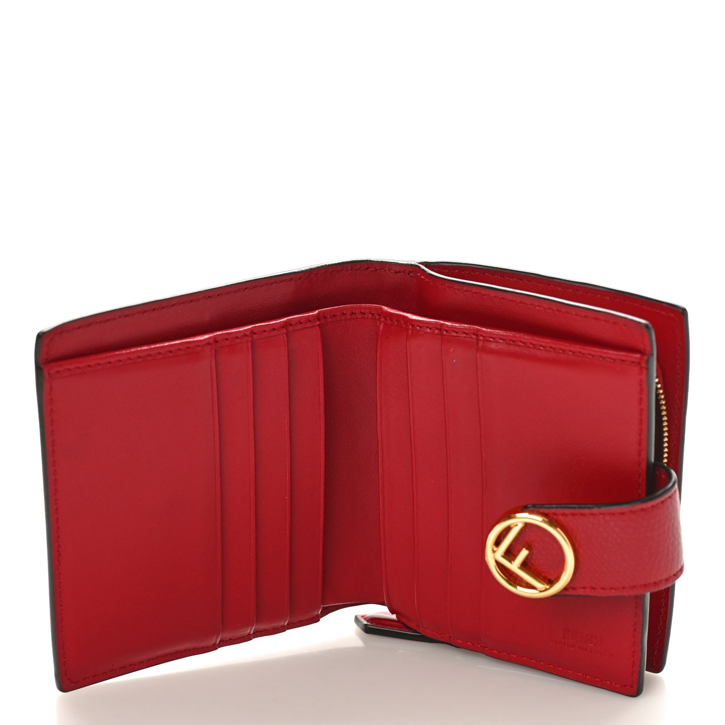 Vitello Cruise F is Fendi Bi-Color FF 1974 Embossed Compact Wallet Maya Black Fragola