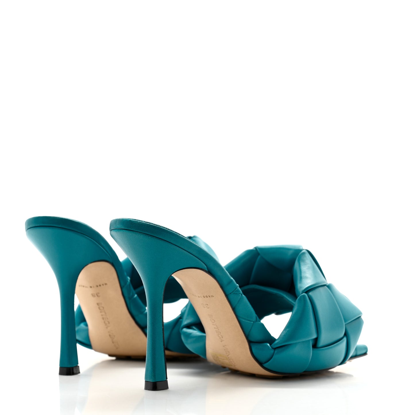 Nappa Maxi Intrecciato Lido 90mm Mule Sandals 38 Vintage Blue