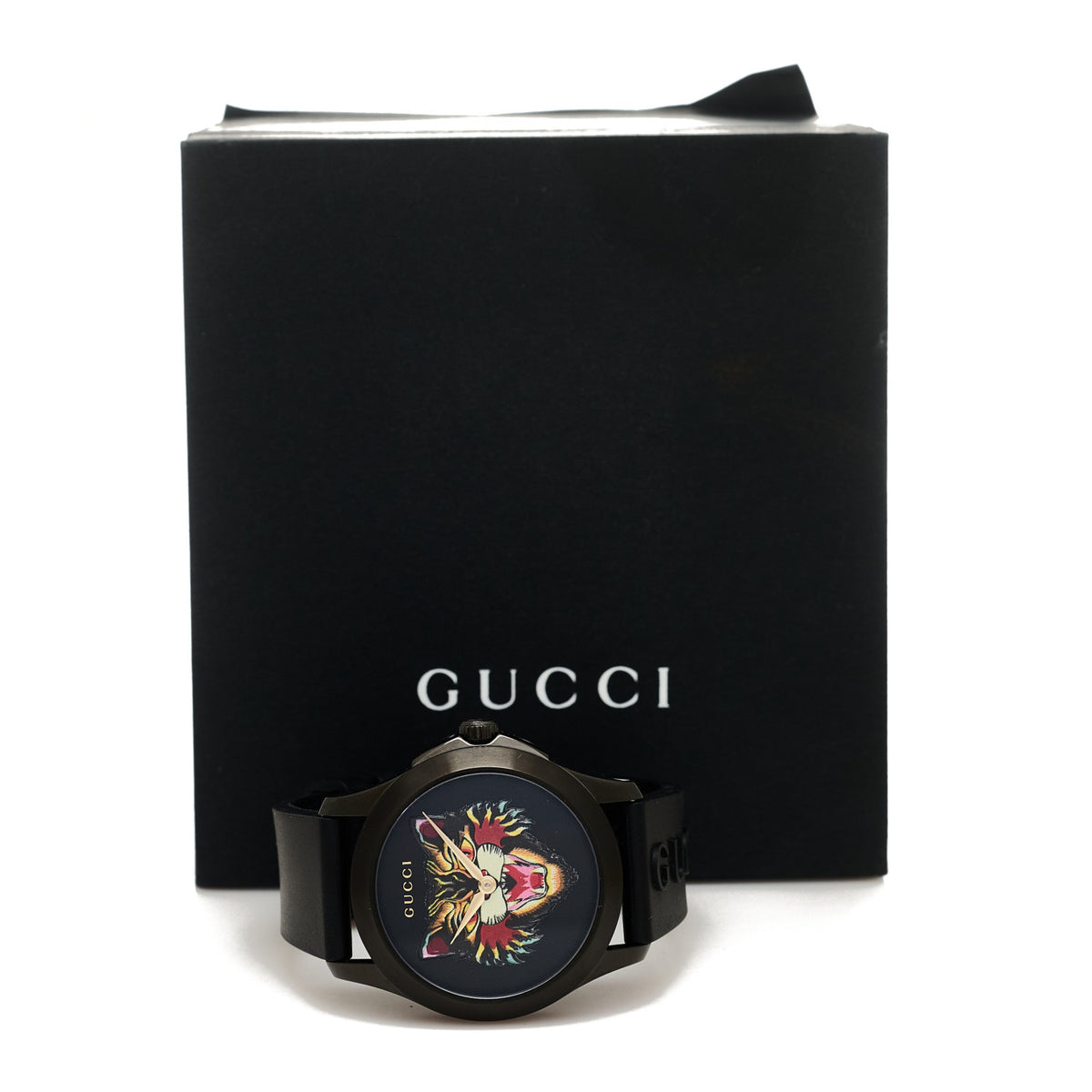 Gucci PVD Stainless Steel Rubber 38mm G-Timeless Angry Cat Quartz Watch Black 5 of 5