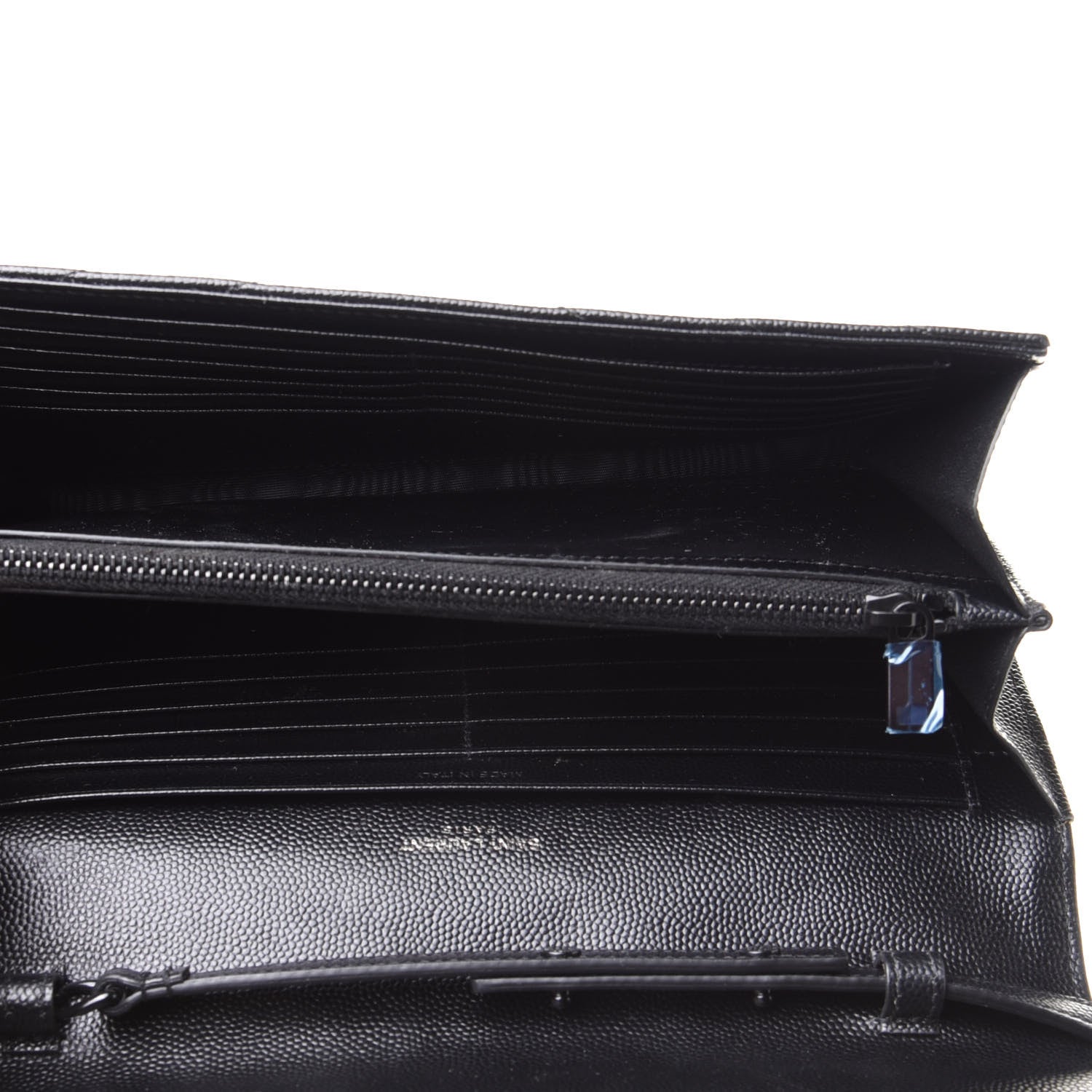 Saint Laurent Grain De Poudre Matelasse Chevron Monogram Chain Wallet Black 5 of 13